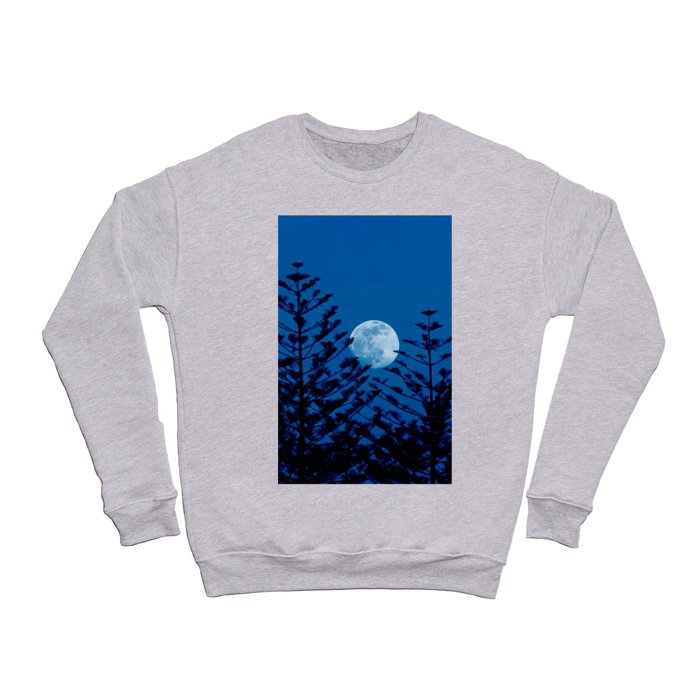 Two Evergreen Trees Night Full Moon Crewneck Sweatshirt
