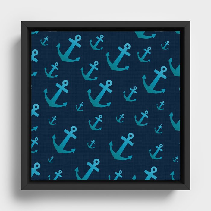 anchor maritim nautical seamless pattern Framed Canvas