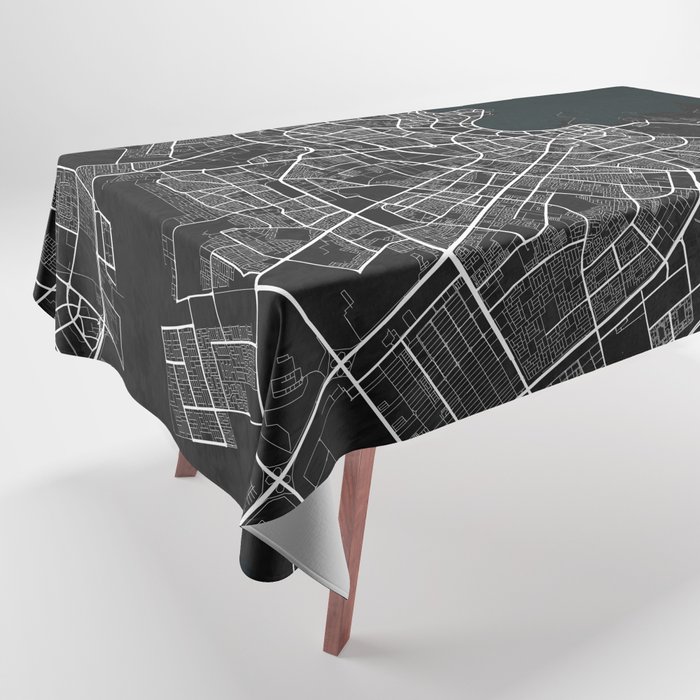 Doha City Map of Qatar Dark Tablecloth by deMAP Studio Society6