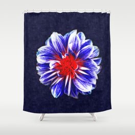 Big blue red and white flower Shower Curtain