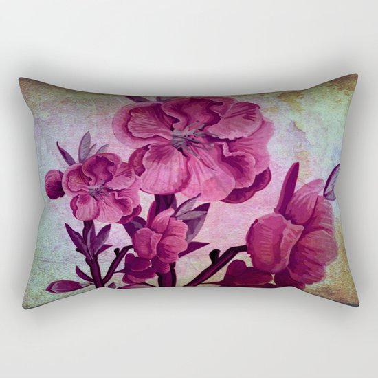 pink flowers and rust Rectangular Pillow