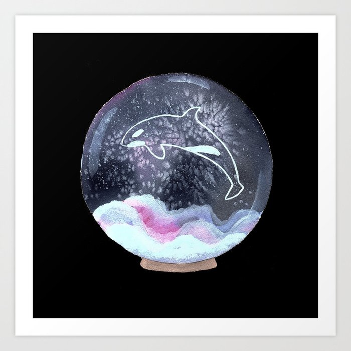 Orca In Snowglobe Painting Art Print By Landandseaartstudio Society6