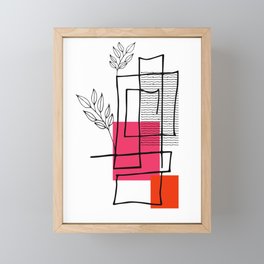 Line art with rectangles and herbs Framed Mini Art Print