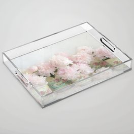 Shabby Chic Dreamy Pastel Peonies Floral Home Decor Acrylic Tray
