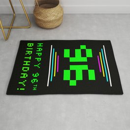 [ Thumbnail: 96th Birthday - Nerdy Geeky Pixelated 8-Bit Computing Graphics Inspired Look Rug ]