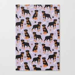 Rottweiler Dogs Pattern Purple Canvas Print