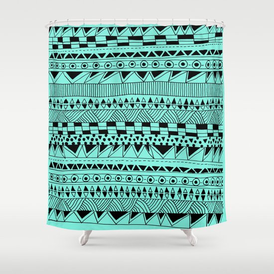 Fun - Black and Mint Shower Curtain