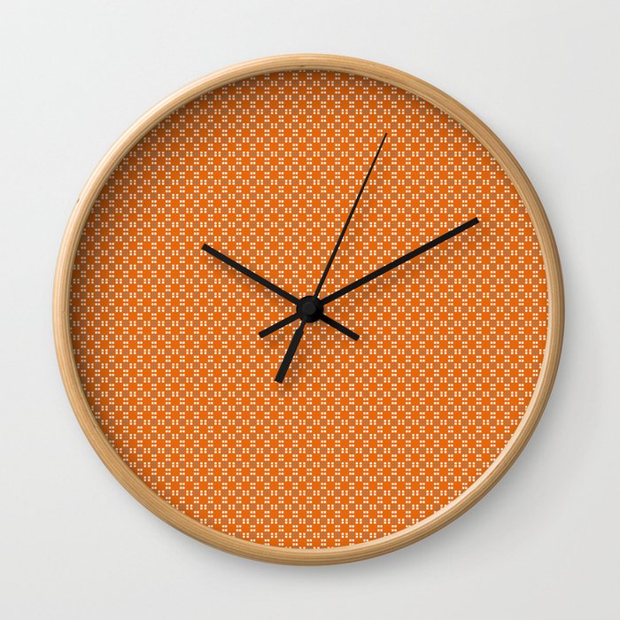 Orange Yellow Cell Checks Wall Clock