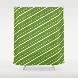 [ Thumbnail: Green & Light Cyan Colored Stripes/Lines Pattern Shower Curtain ]