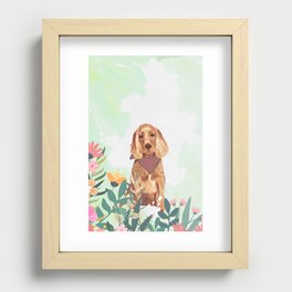 Cocker Spaniel in a field of flowers Recessed Framed Print