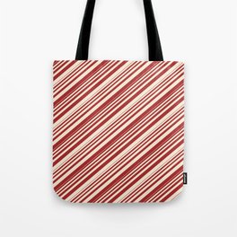 [ Thumbnail: Brown & Beige Colored Lined Pattern Tote Bag ]