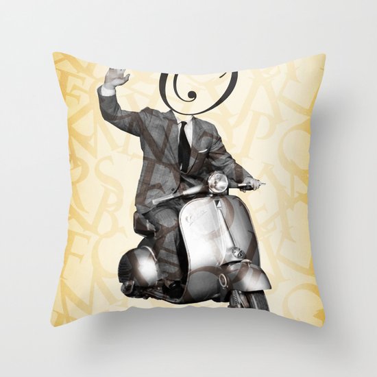 Mr O on his vespa Throw Pillow
