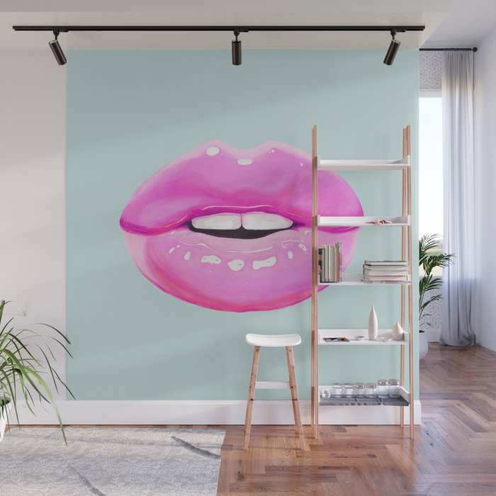Fashion pink lips Wall Mural