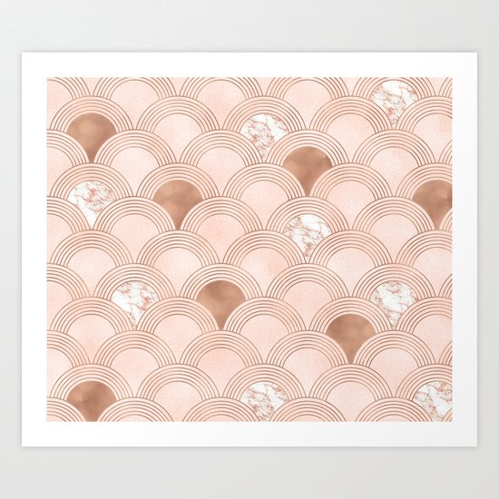 Elegant marble cotton candy fans in rose gold Art Print