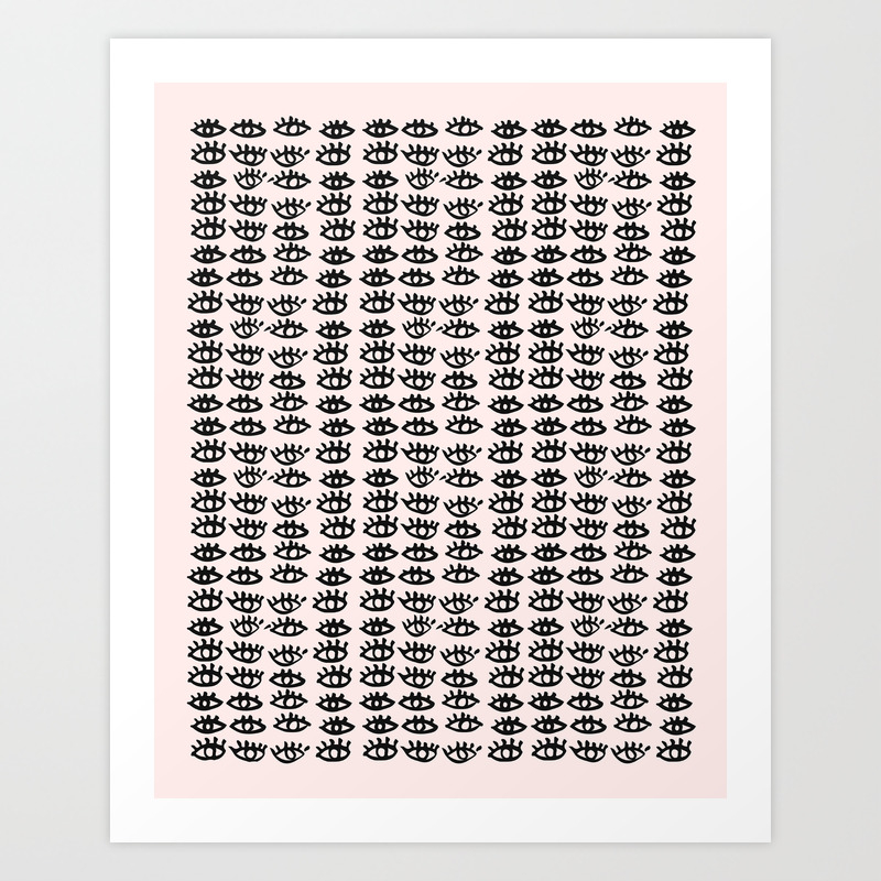 Pink Black Wall Art Eyes Pattern Vanity Decor Modern Pattern