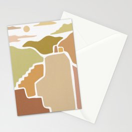 Earthy Little Town Architecture Abstract Stationery Card