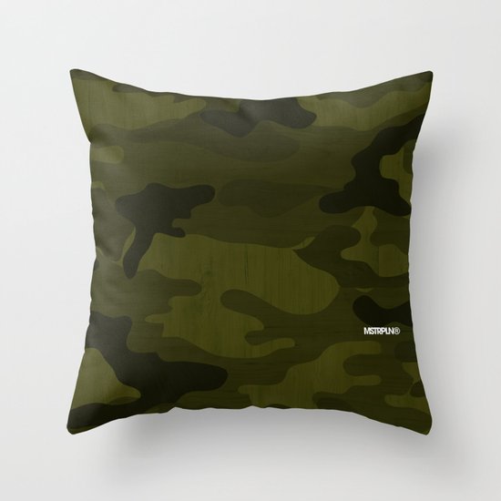 Modern Woodgrain Camouflage / Greenwoods DPM Throw Pillow