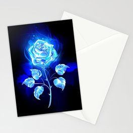 Burning Blue Rose Stationery Card