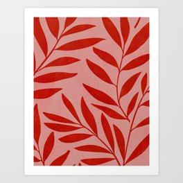 Red leaves pattern Art Print
