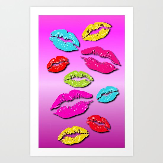 Colored Kisses Pink Art Print