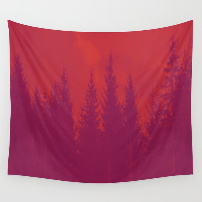 Purple Forest On Red Background #decor #society6 #buyart Wall Tapestry