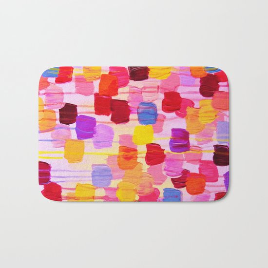 DOTTY in Pink - October Special Revisited Bold Colorful Square Polka Dots Original Abstract Painting Bath Mat
