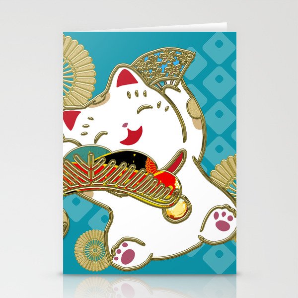 Japanese lucky cat pattern Stationery Cards