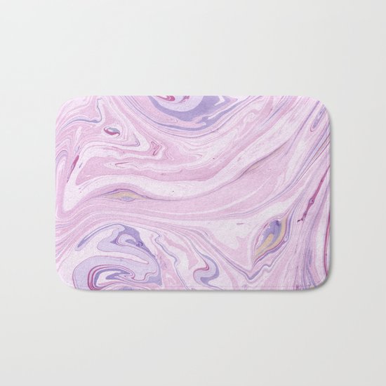 Vintage marble pattern soft pastels in pink and lilac Bath Mat