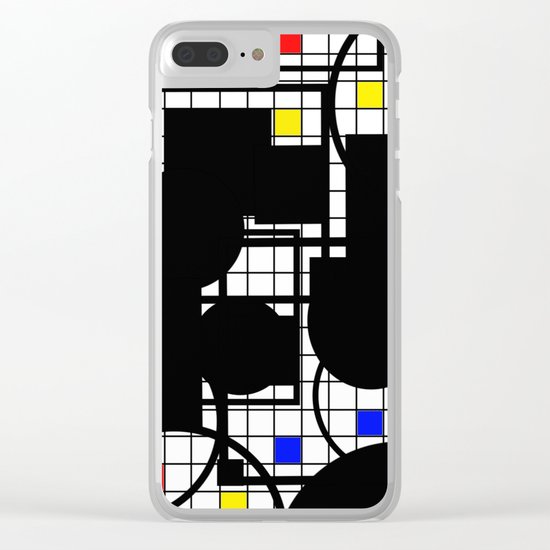 Colour Relationships - Black, white, red, yellow, blue, geometric abstract artwork Clear iPhone Case