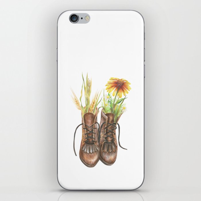 Drawing vintage shoes iPhone Skin