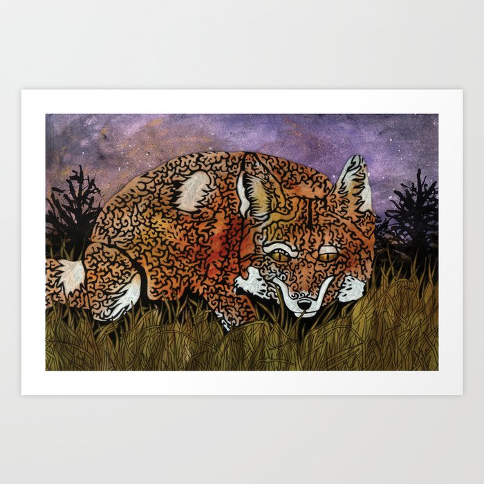 The Fox Prowls Art Print