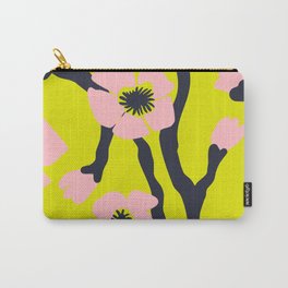 Pink Blooms Everywhere No 03 Carry-All Pouch | Bloomingtree, Sunny, Pink, Neonyellowandpink, Vibrantflower, Apple, Flowerprint, Curated, Pattern, Appleblossom 