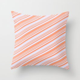 [ Thumbnail: Light Salmon and Lavender Colored Lined/Striped Pattern Throw Pillow ]