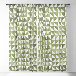 Triangle Grid olive green Sheer Curtain