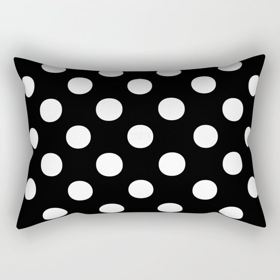 Polka Dots (White/Black) Rectangular Pillow