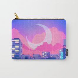 Dreamy Moon Nights Carry-All Pouch | Cyberpunk, Vapor, Curated, Lights, Retro, Neon, Mood, Drawing, Japan, Tokyo 