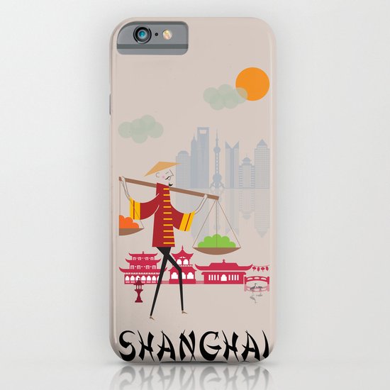 Shanghai - In the City - Retro Travel Poster Design iPhone & iPod Case