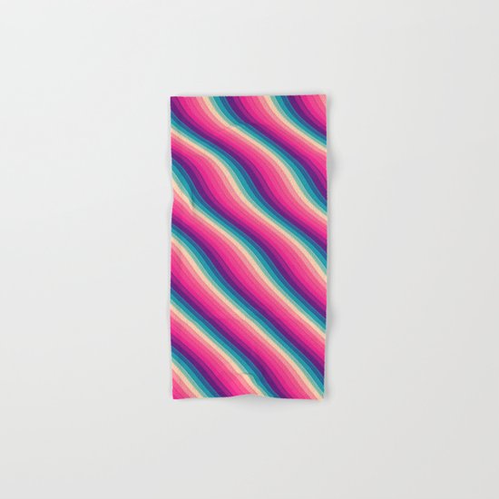 Abstract Color Burn Pattern - Geometric Lines / Optical Illusion in Rainbow Acid Colors Hand & Bath Towel
