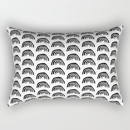 Rainbows modern minimal painting abstract non binary gender neutral black and white art illustration Rectangular Pillow