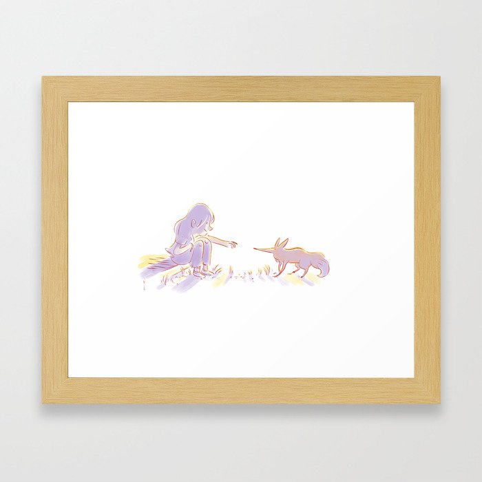 Girl and fox Framed Art Print