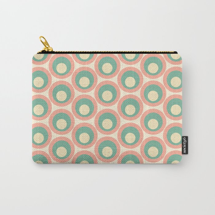 Googly Mod Dots Retro Pattern in Cream, Pink, and Mint Teal  Carry-All Pouch