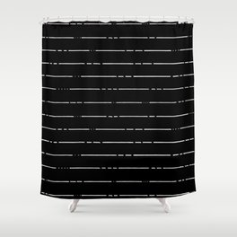 Broken Liines // White on Black Shower Curtain