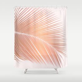 Palm leaf - copper pink Shower Curtain