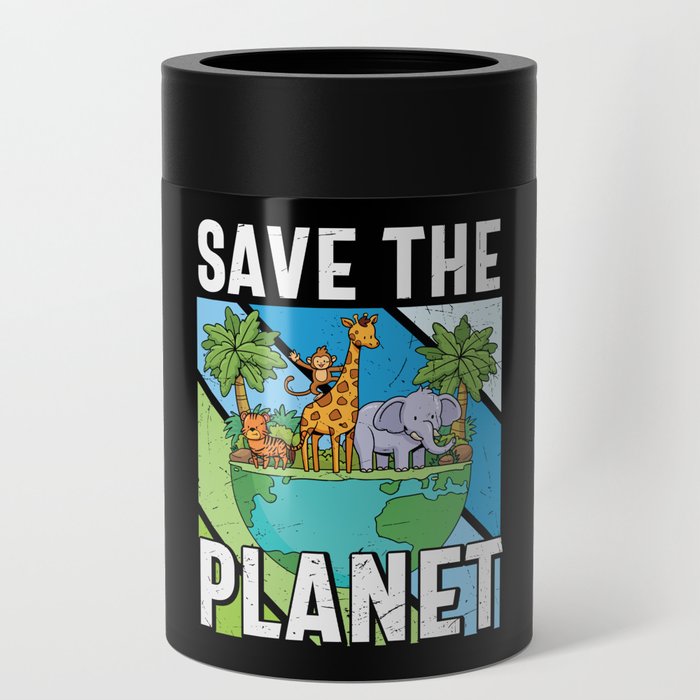Save The Planet Vintage Retro Can Cooler