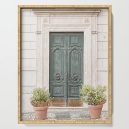 Vintage Door In Rome City Photo | Baroque Street Architecture Art Print | Italy Travel Photography Serving Tray