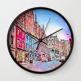 Colorful Buildings Edinburgh Scotland  Wall Clock