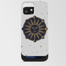 Medieval sun sol face moon phases and stars astronomy illustration iPhone Card Case