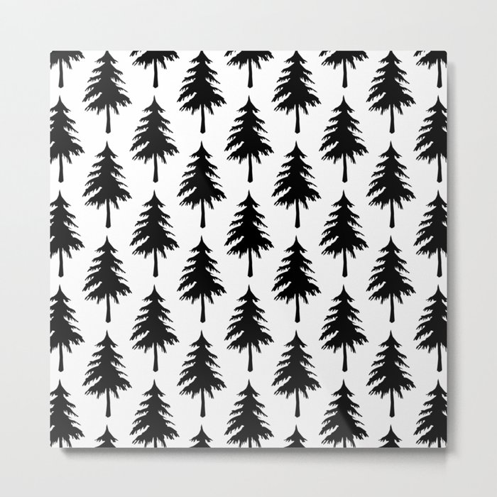 Black pine trees pattern Metal Print