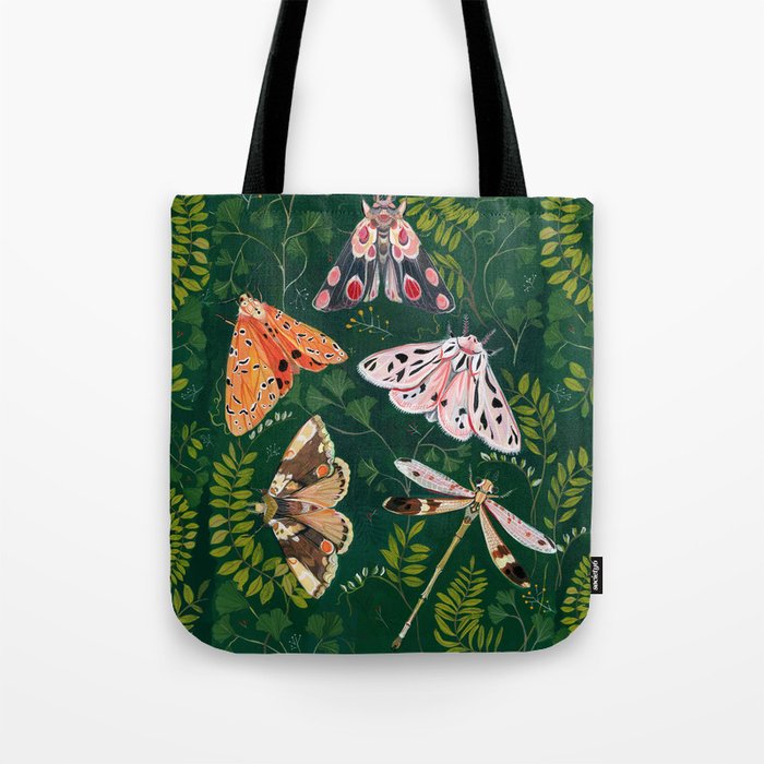 Moths and dragonfly Tote Bag