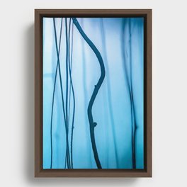 Abstract Cyan Blue Lines Framed Canvas